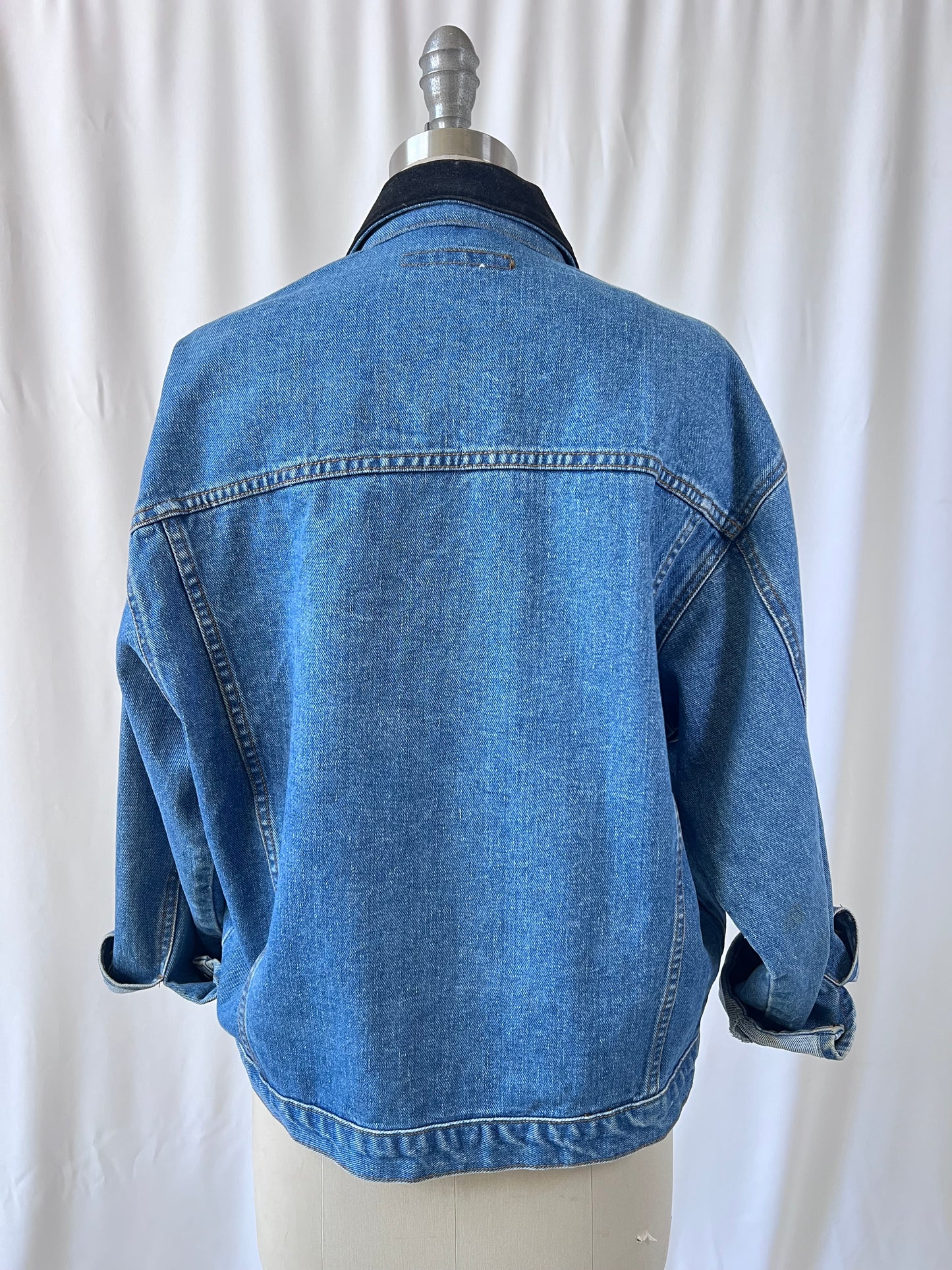 90's Denim Jacket with Velour Collar