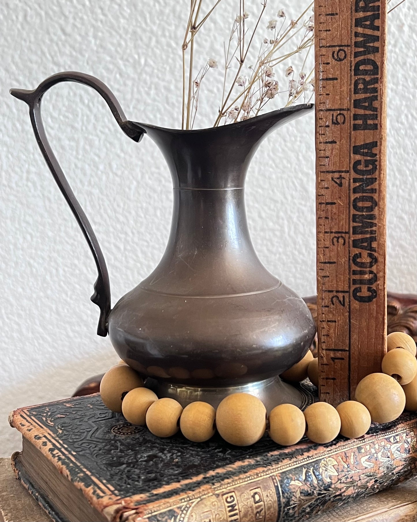 Small Brass Patinated Pitcher Bud Vase