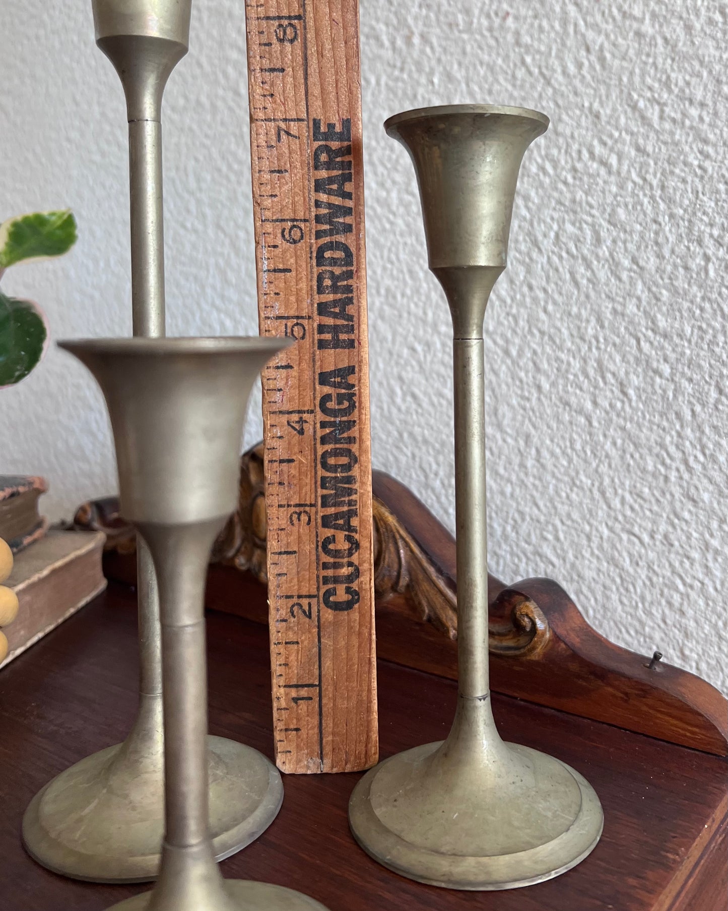 Silver Plated Patinated Set of 3 Candle Sticks