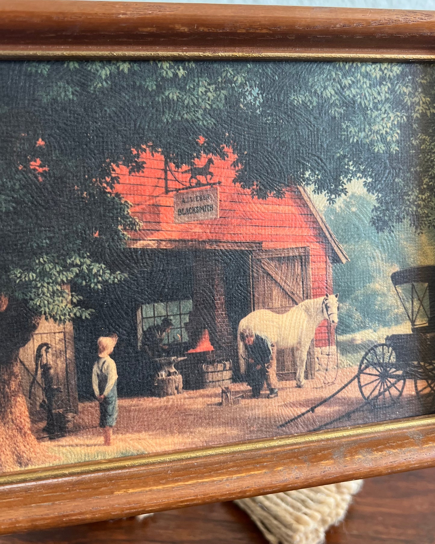 "Horse & Buggy Days" Small Wood Framed Print by Paul Detlefsen