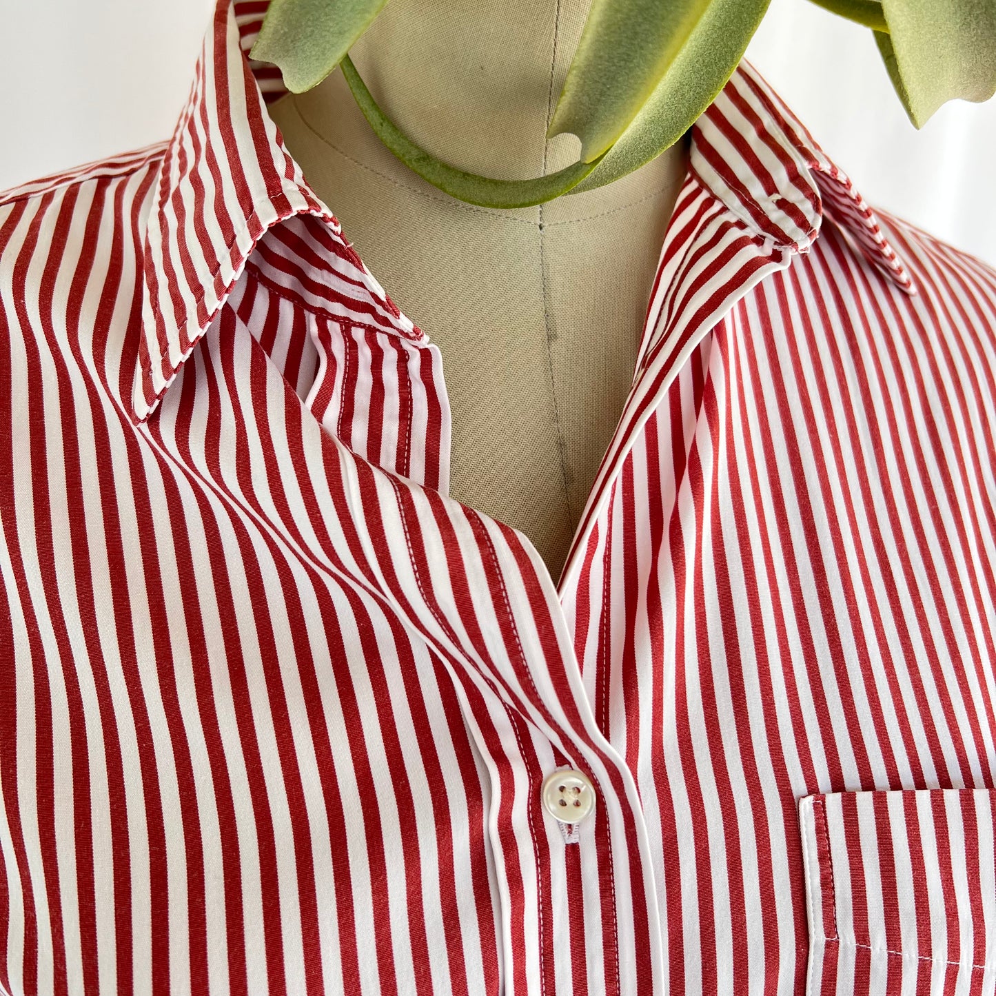 Faconnable Cotton Striped Oversized Button Down with Embroidered Pocket Crest