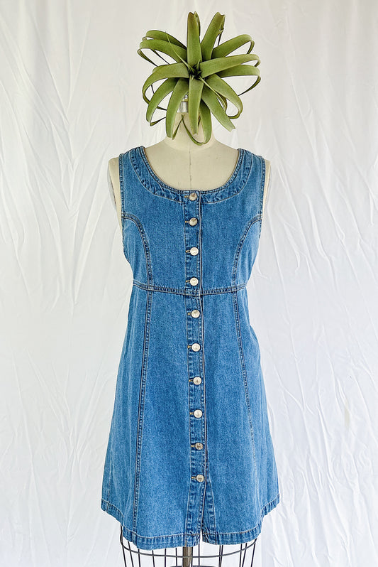 Cherokee 90's Sleeveless Button-Up Denim Dress