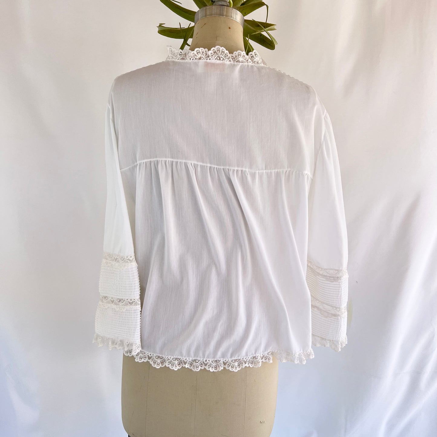 Barbizon 70's Nightgown Blouse with Embroidered Front Yoke